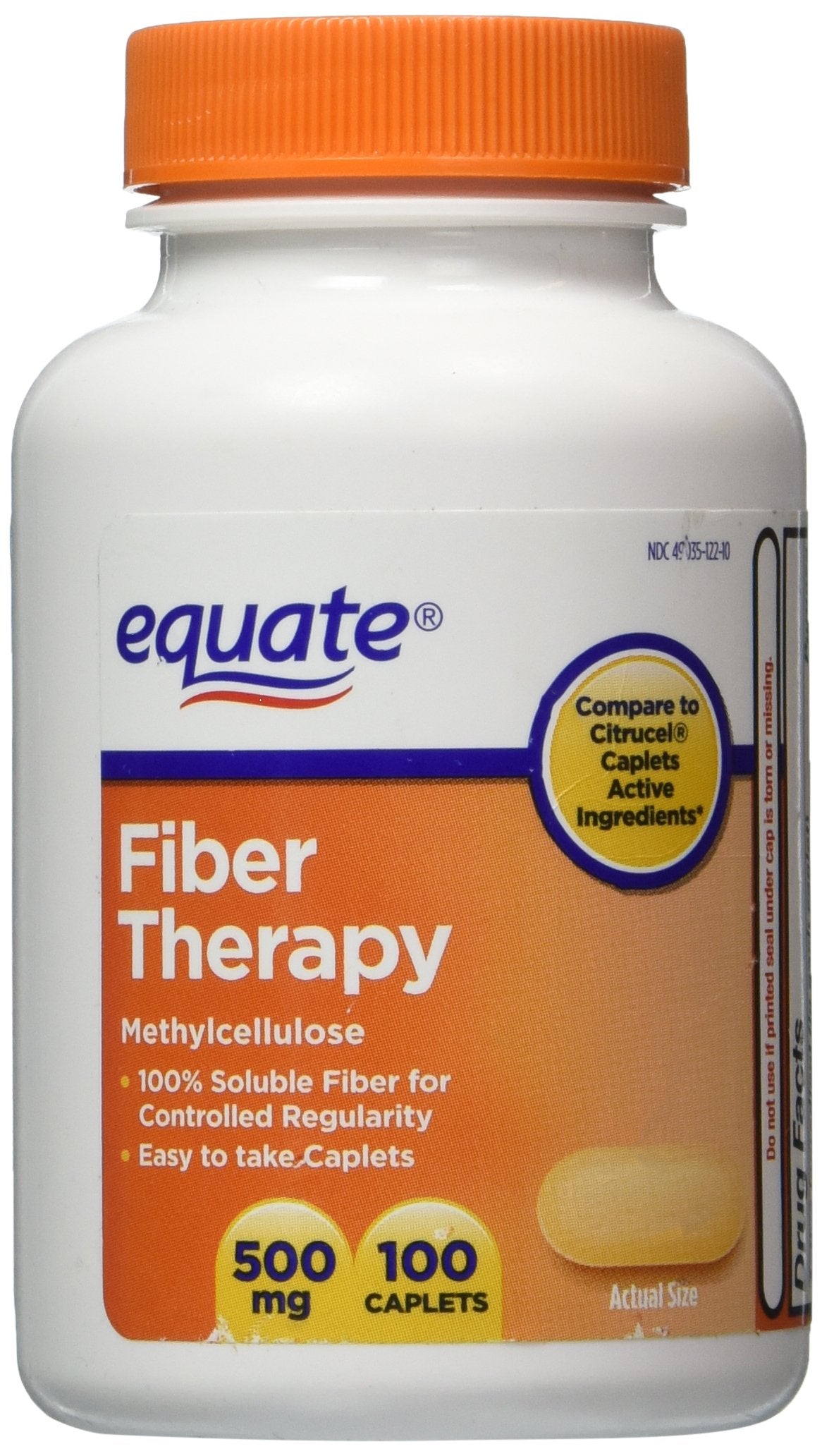 Equate Fiber Therapy For Regularity Fiber Supplement Caplets, 100 Count