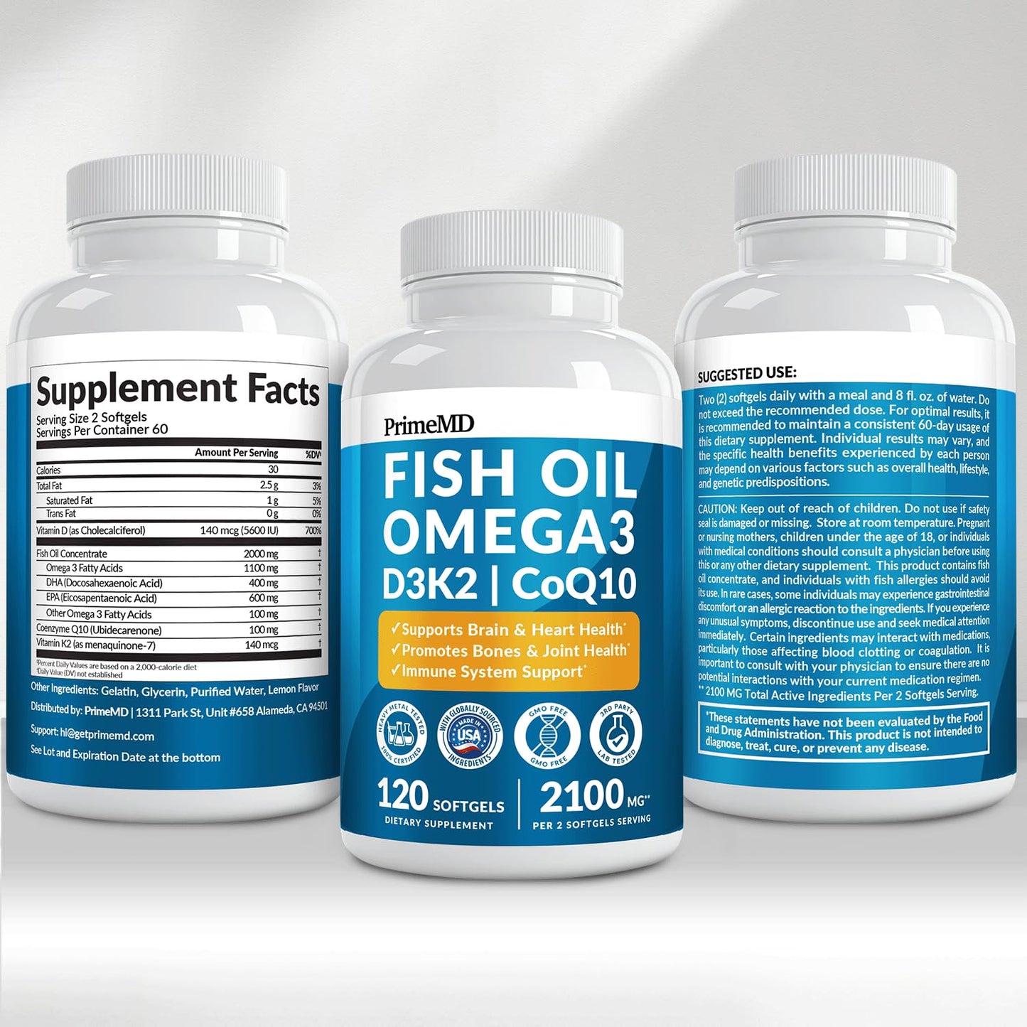 PrimeMD 5-in-1 Fish Oil Omega-3 Softgels, 240-Count