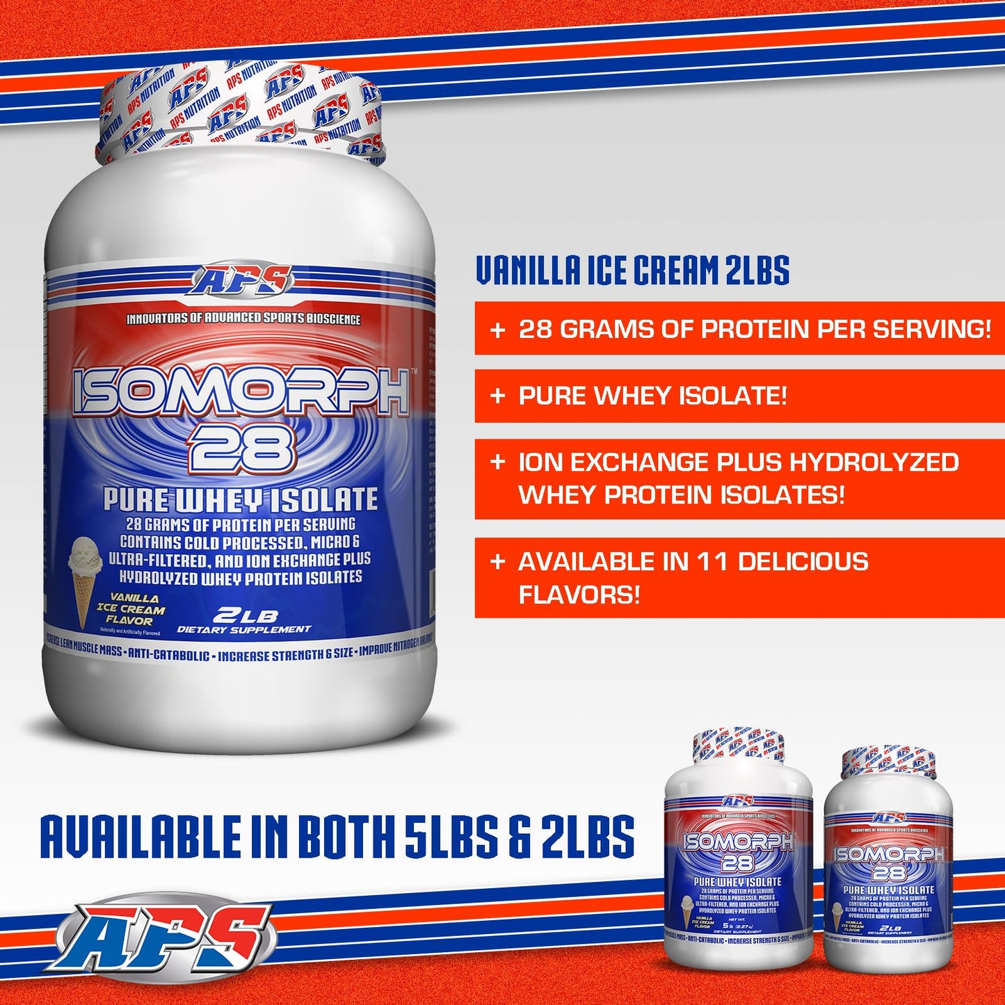 APS Nutrition Isomorph Protein Powder Supplement Whey Protein Isolate Ultra-Filtered Vanilla Ice Cream, 2 Pound