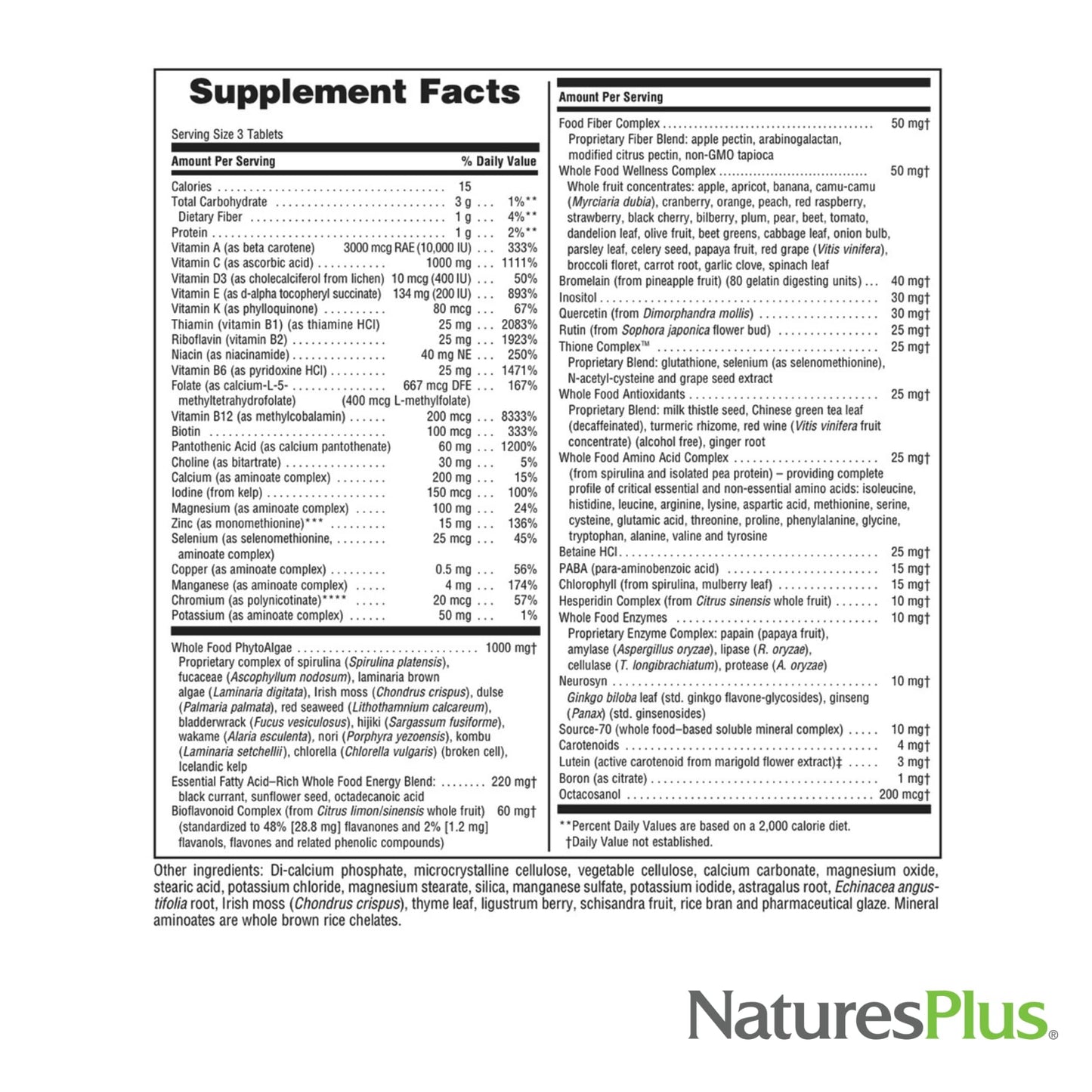 NaturesPlus Ultra Source of Life No-Iron Multivitamin Tablets 180