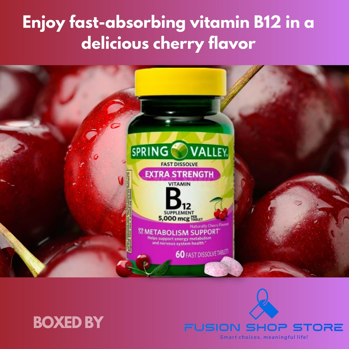 FUSION SHOP STORE B12 Fast Dissolve 5000mcg, 60 Tablets