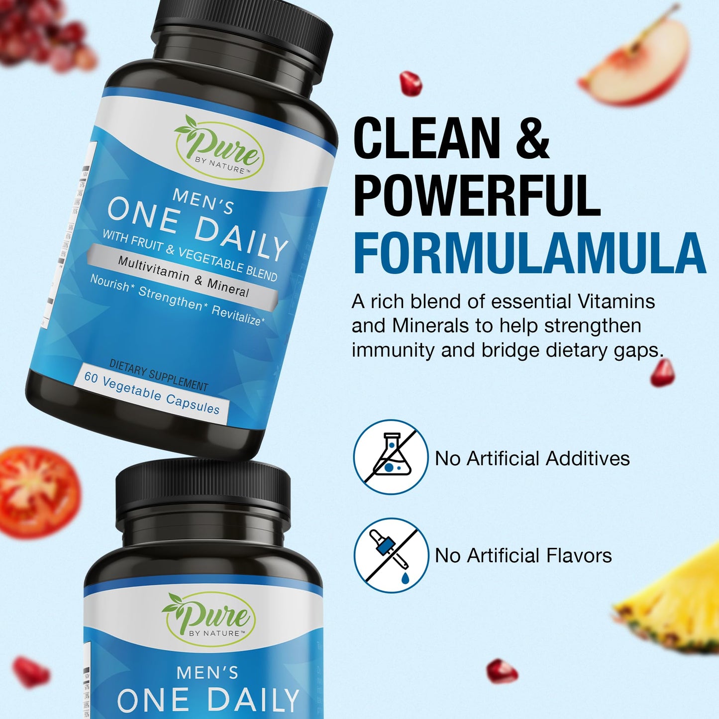 Pure By Nature One-Daily Multivitamin for Men Veggie Capsules, 60 Capsules