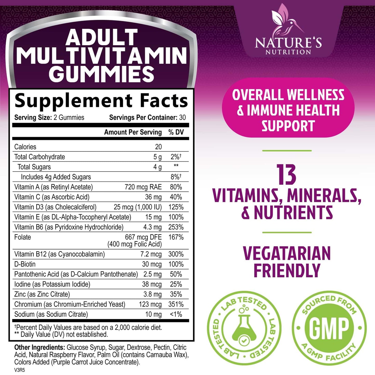 Nature's Nutrition Multivitamin Gummies for Adults, 60 Gummies