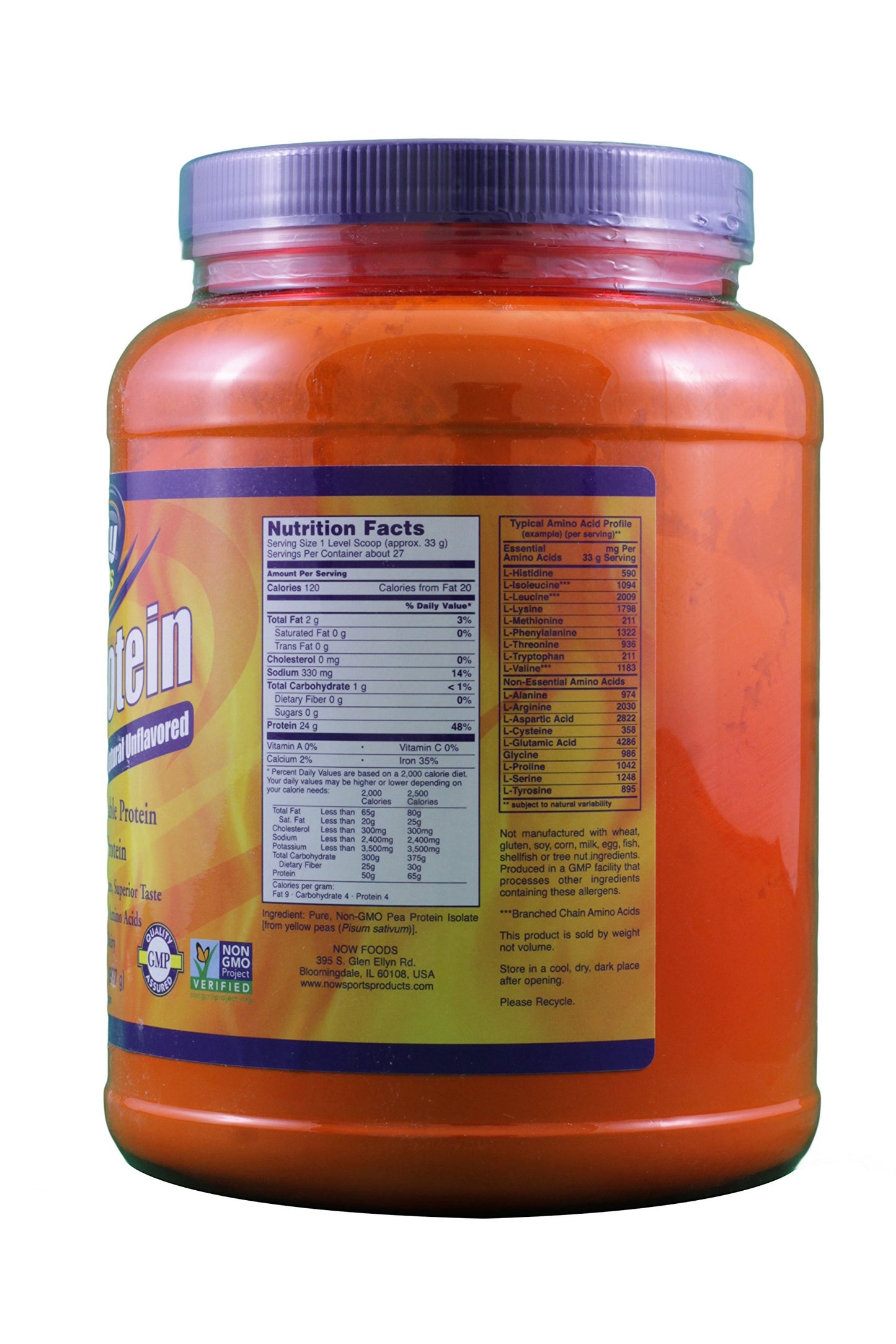 NOW Foods Pea Protein Unflavored Powder 64 Servings