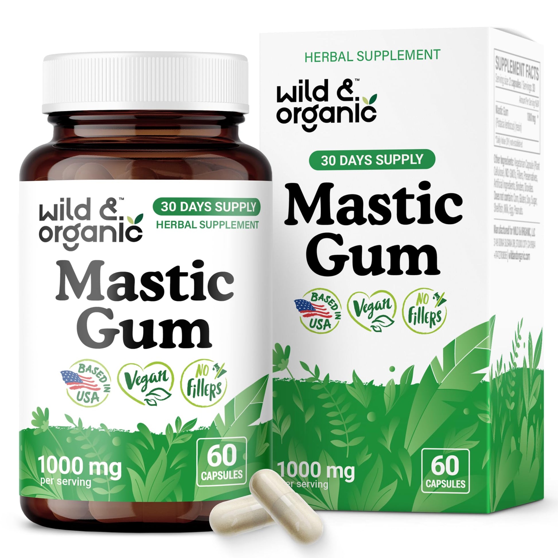 Wild & Organic Mastic Gum Capsule 1000 mg, 60 Count