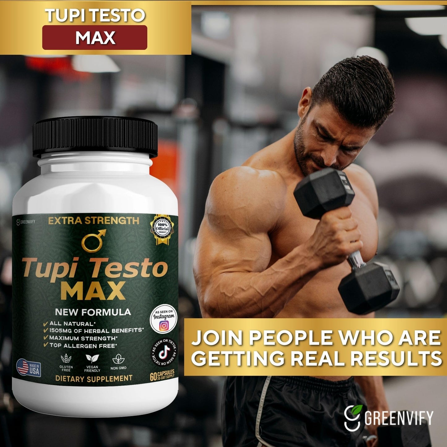 GREENVIFY Tupi Testo MAX Capsule, 60 Capsules