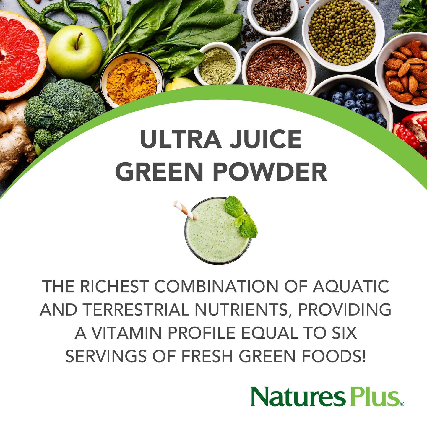 NaturesPlus Ultra Juice Green Drink Powder, 60 Servings