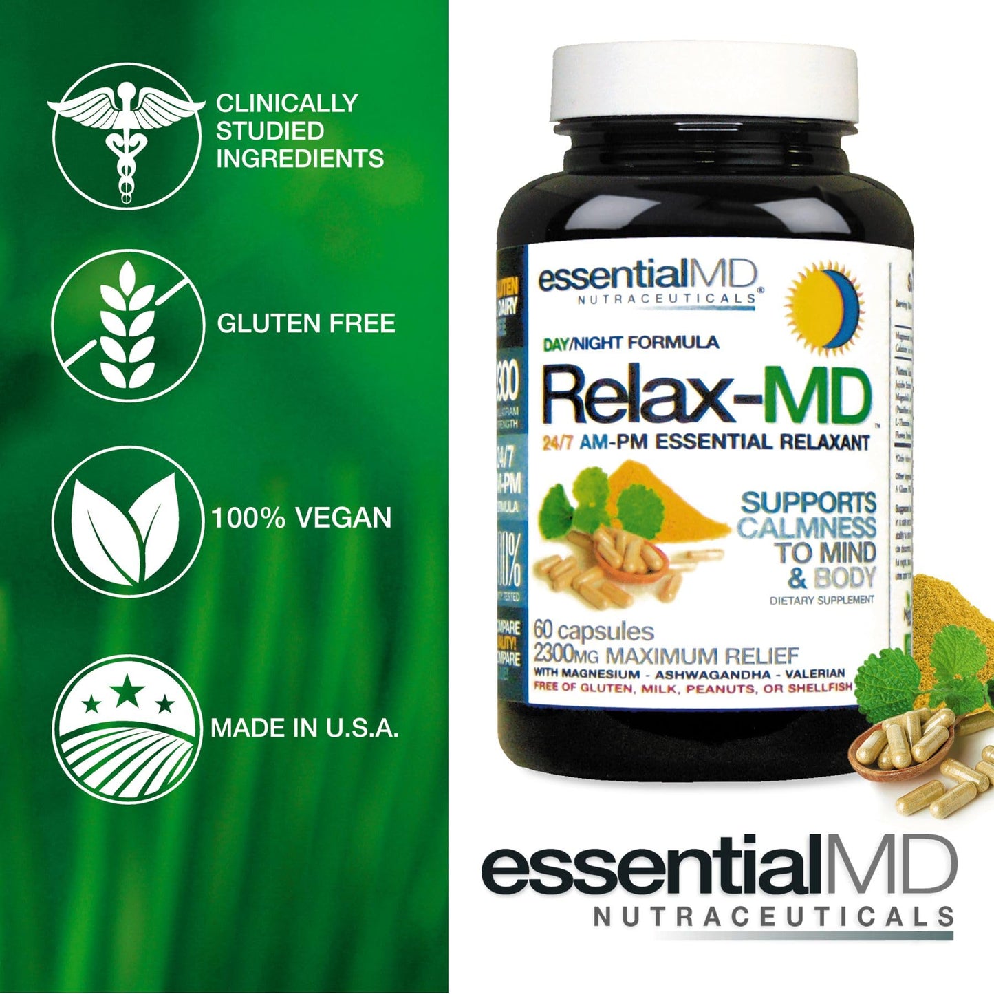 Essential MD Natural Relax Essentials Day/Night 24/7 Capsule, 60 Count