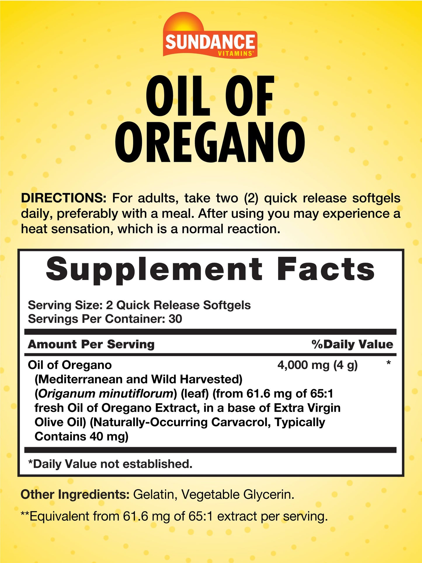 Sundance Oil of Oregano Softgel 60 Count