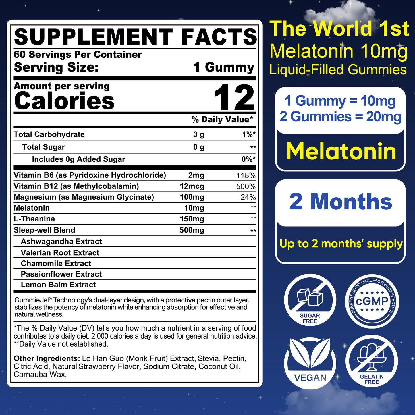 Nextdia Sugar Free Melatonin Gummies 60 Gummies