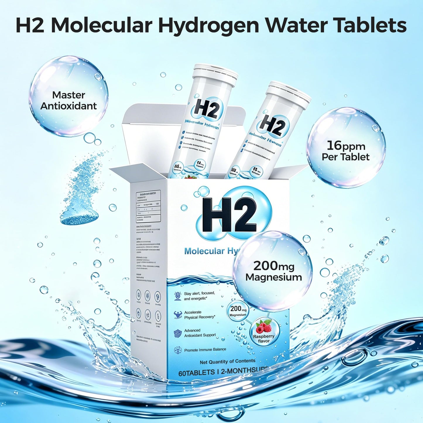 Hekeauo Hydrogen Water Tablets 60 Tablets
