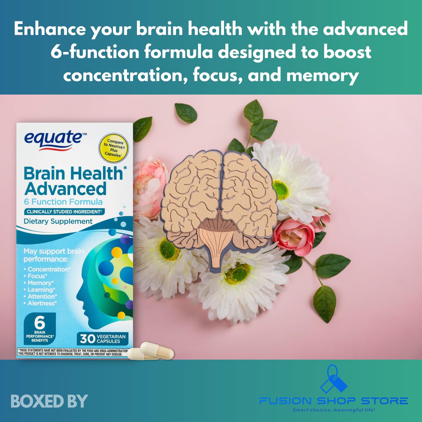 FUSION SHOP STORE Brain Health 6 Function Capsules, 30 Count