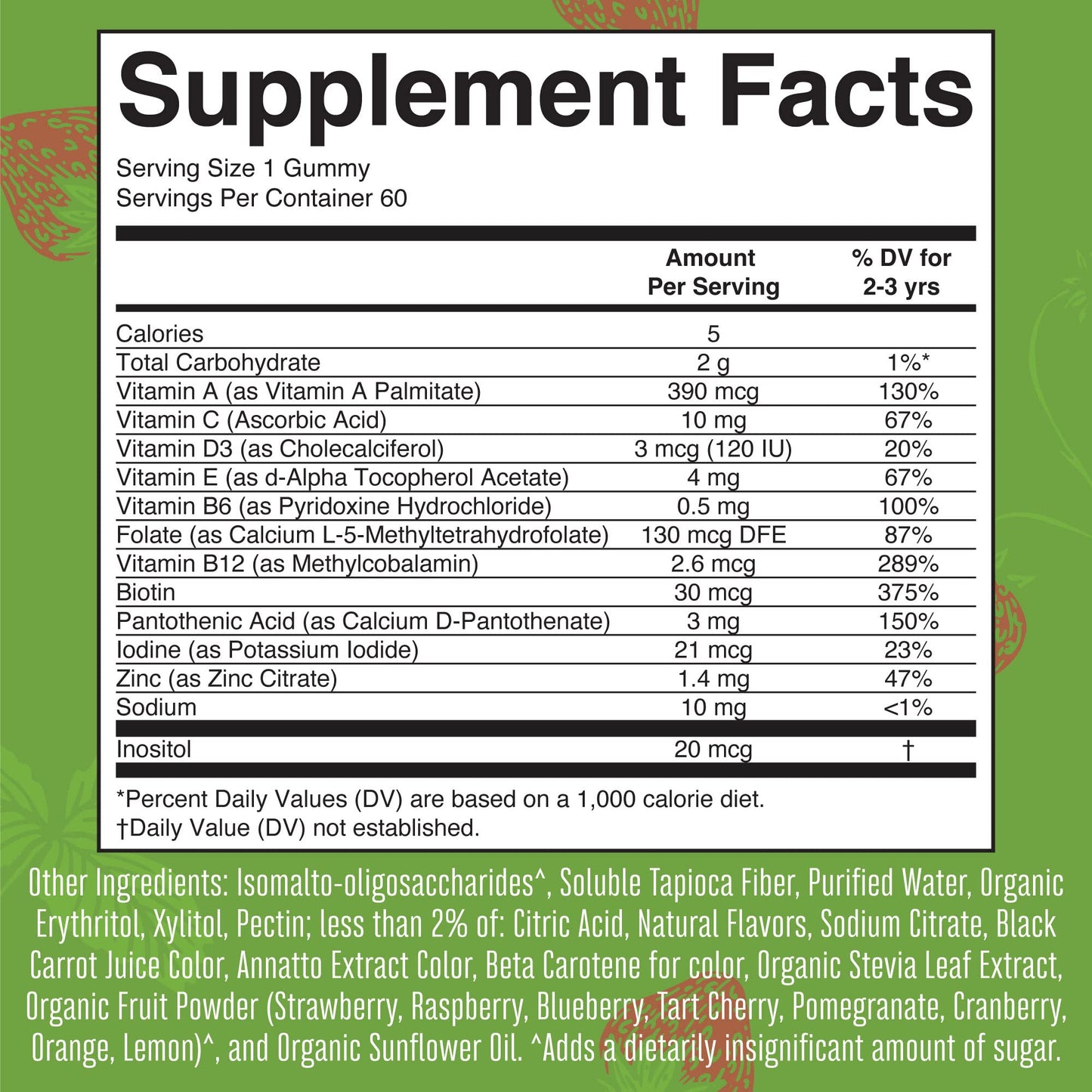 MARYRUTH'S Sugar Free Vitamin Gummies for Kids Age 2 Gummy 60 Count