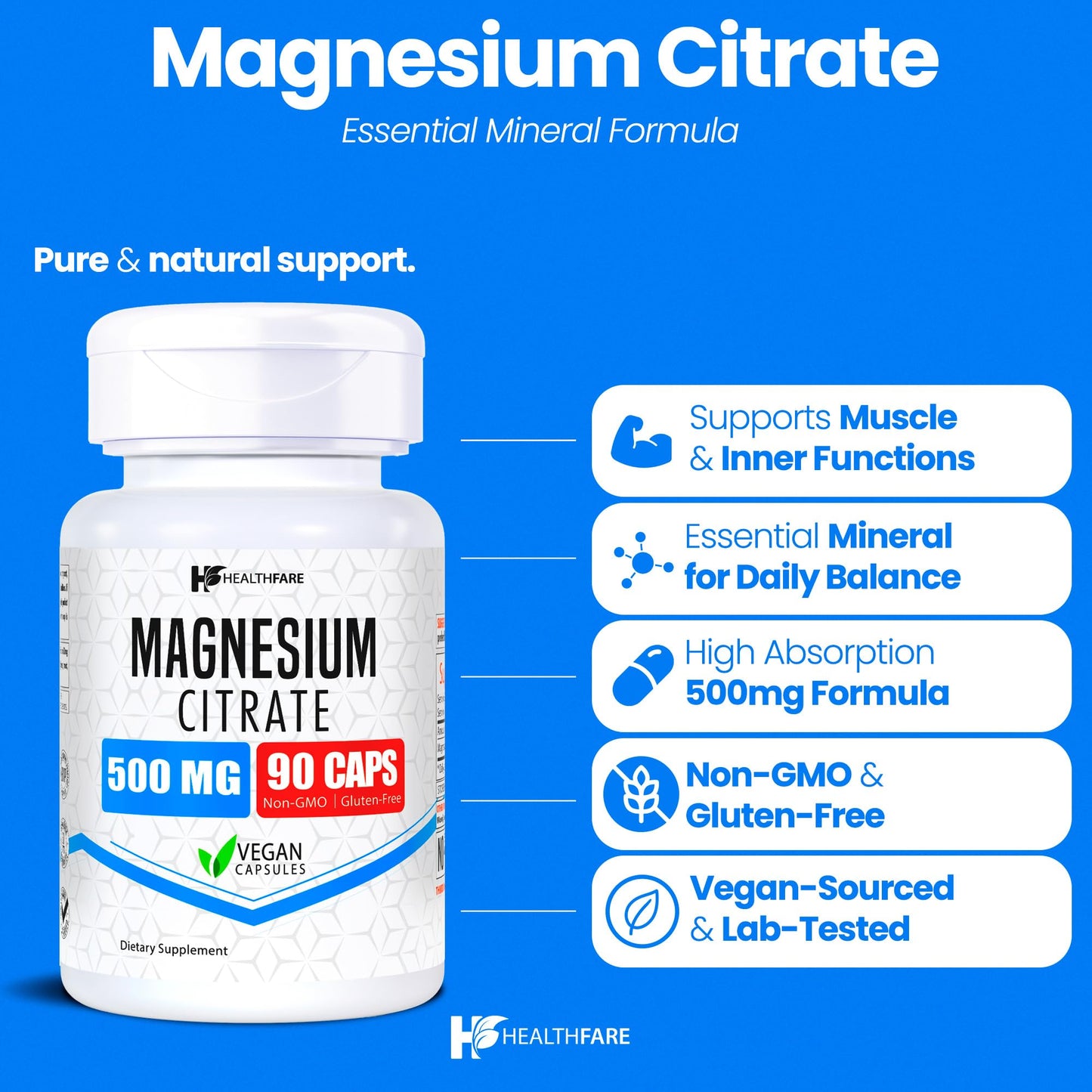 Healthfare Magnesium Citrate Capsules 90 Count