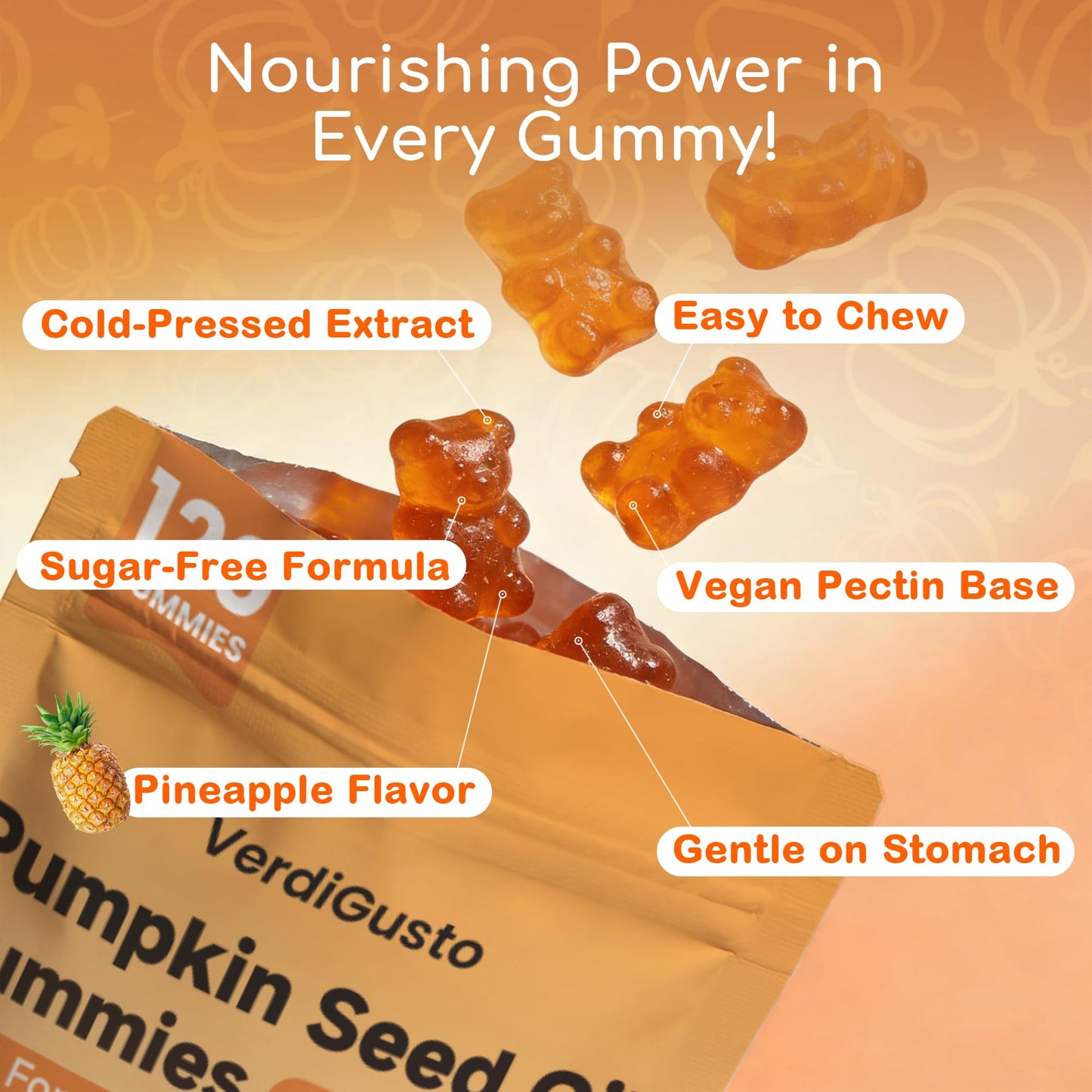 VerdiGusto Pumpkin Seed Oil Gummies with Saw Palmetto, 120 Count