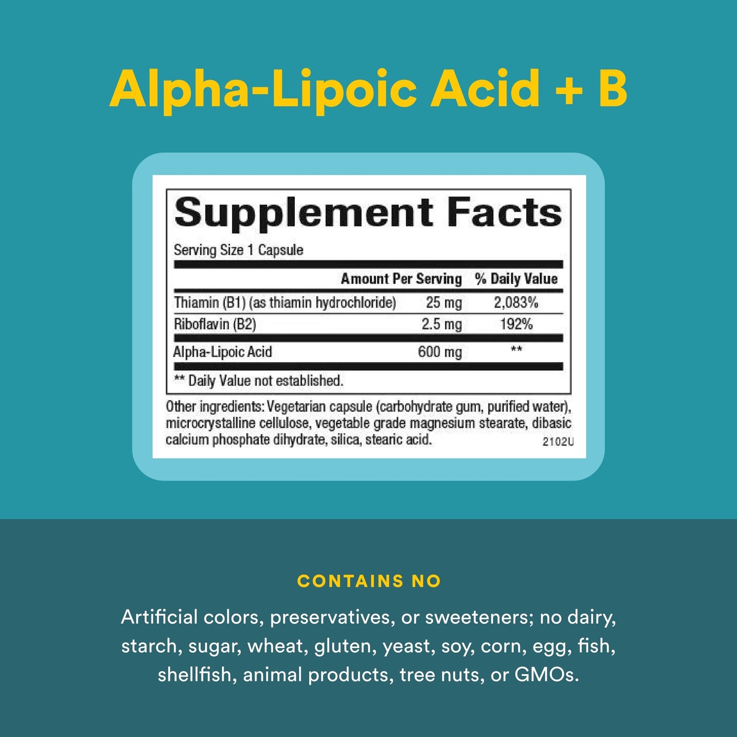 Natural Factors Alpha-Lipoic Acid + B 600 mg Capsule, 60 Capsules