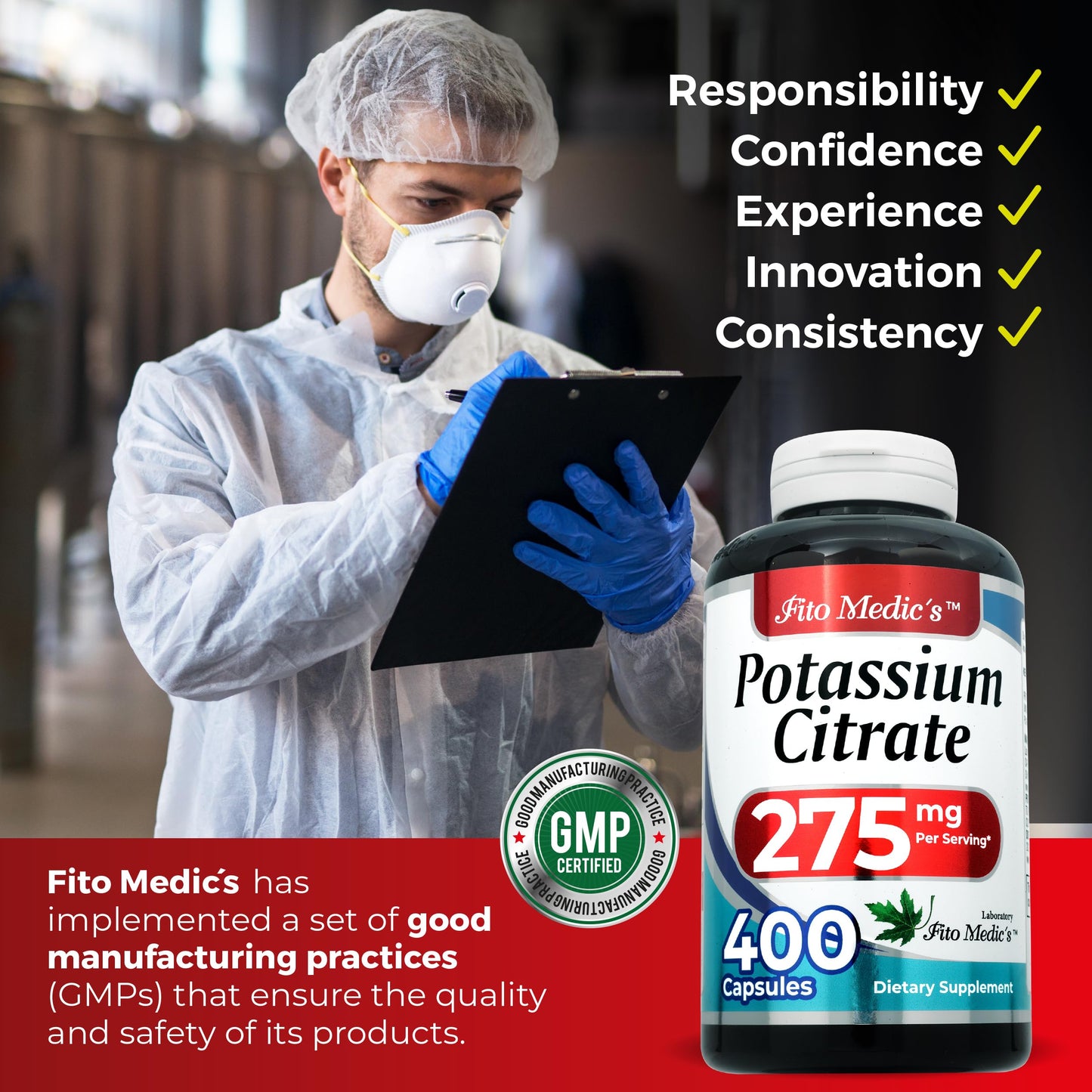 FITO MEDIC'S Potassium Citrate Supplement Capsule, 400 Count