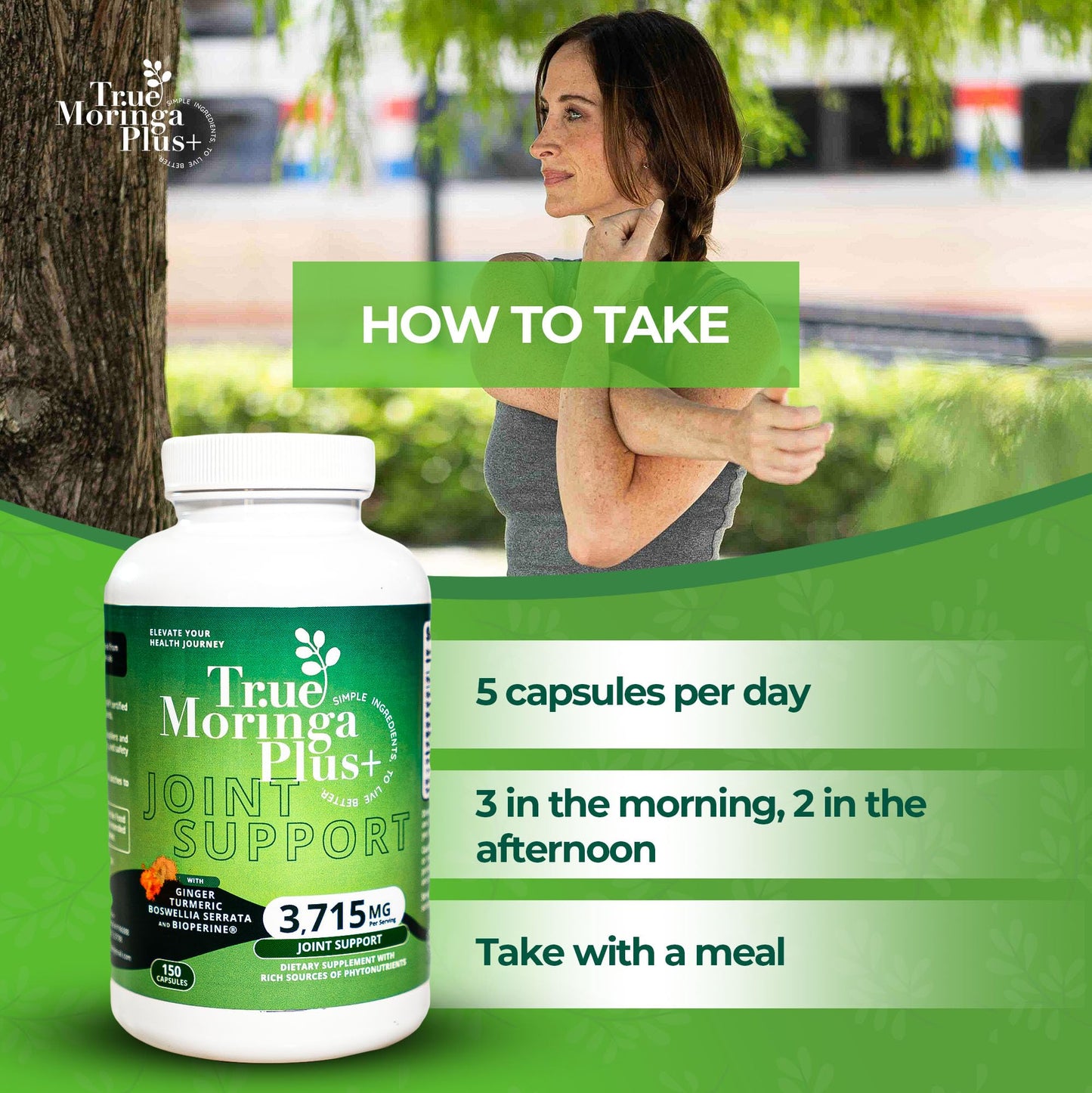 True Moringa Plus+ Joint Support Supplement 10:1 Extract Capsule, 150 Count