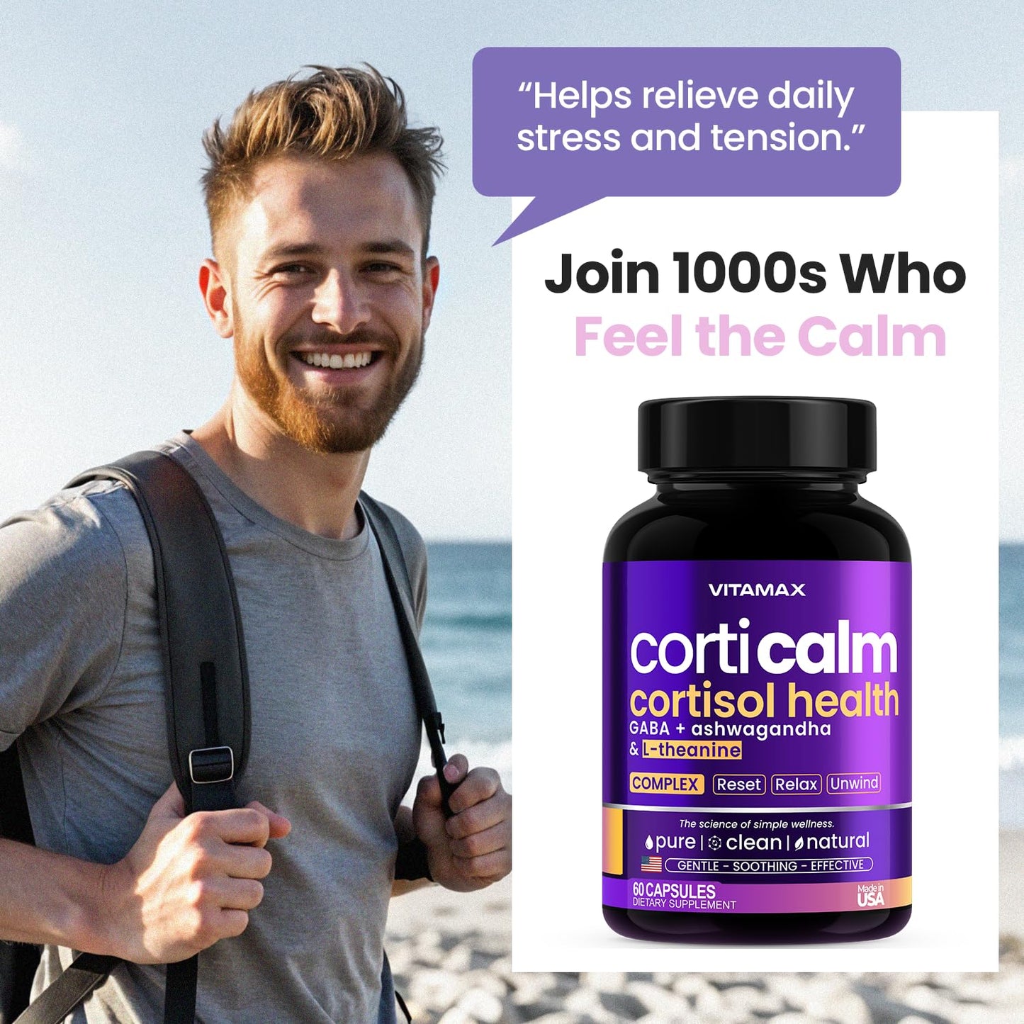Vitamax Cortisol Supplements Capsules, 60 Count