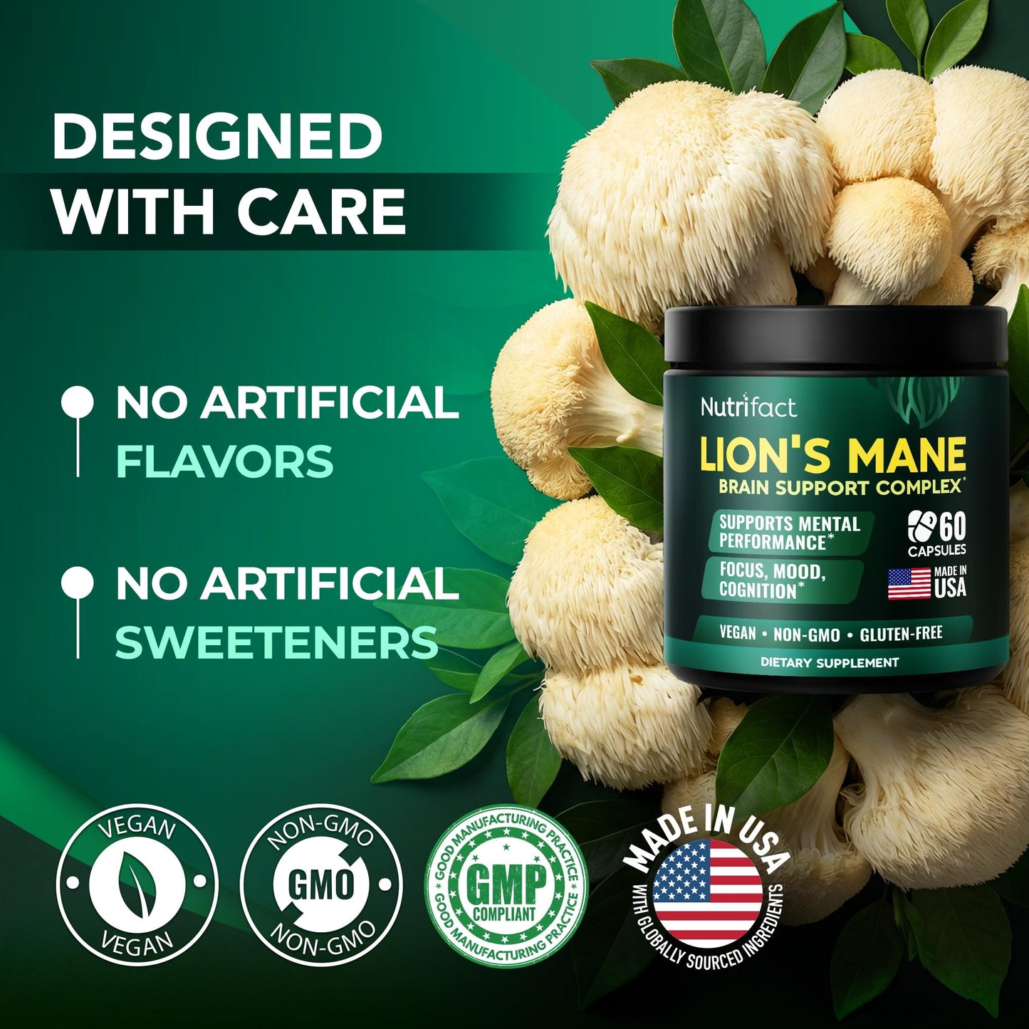 NutriFact Lions Mane Supplement Capsule 60 Capsules