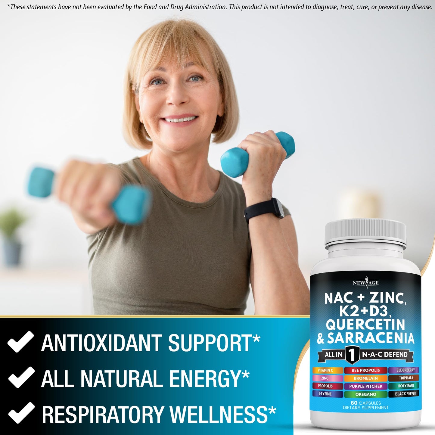 NEW AGE NAC Supplement N-Acetyl Cysteine Capsules 180 Count