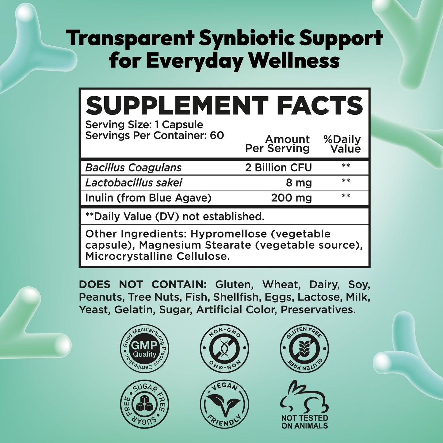 NutraPep Synbiotics Probiotic Prebiotic Postbiotic Capsule 60 Count