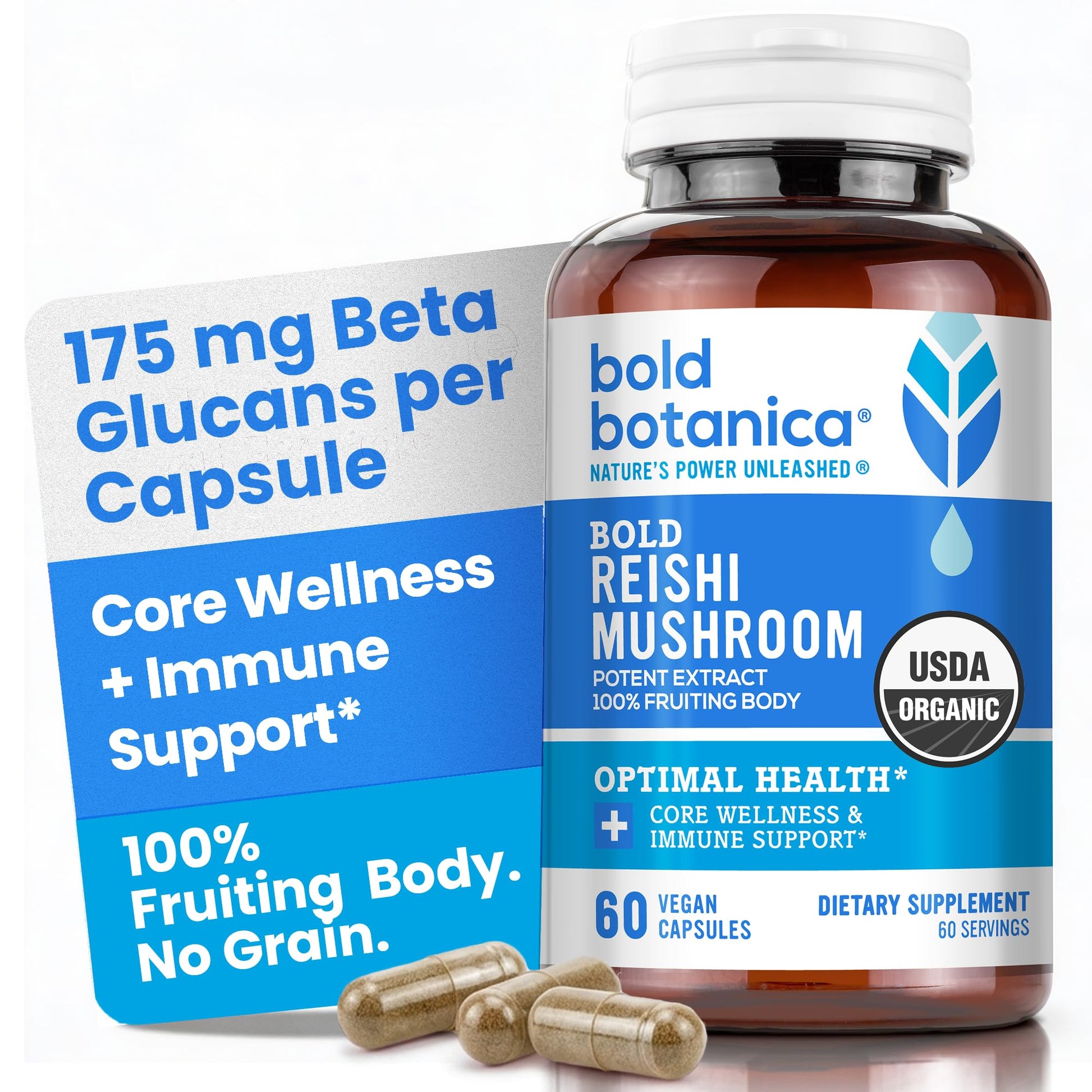 Bold Botanica Reishi Mushroom Capsules, 60 Capsules