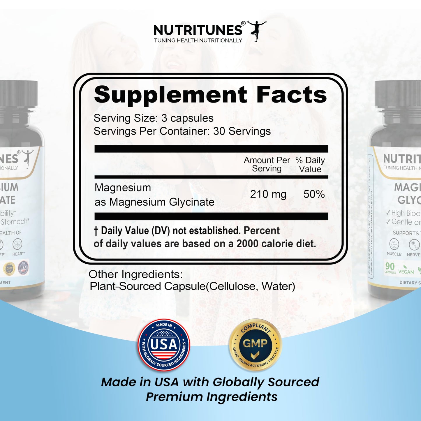 Nutritunes Magnesium Glycinate Capsule, 90 Count