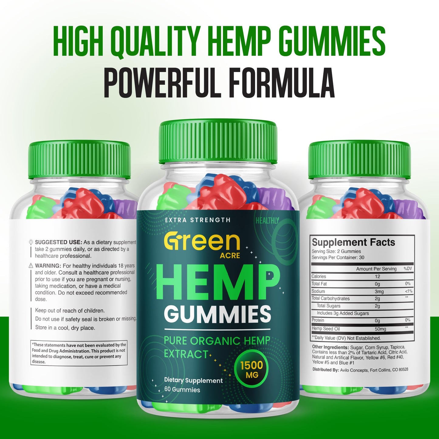 Purvia Green Acre Hemp Gummies, 60 Count