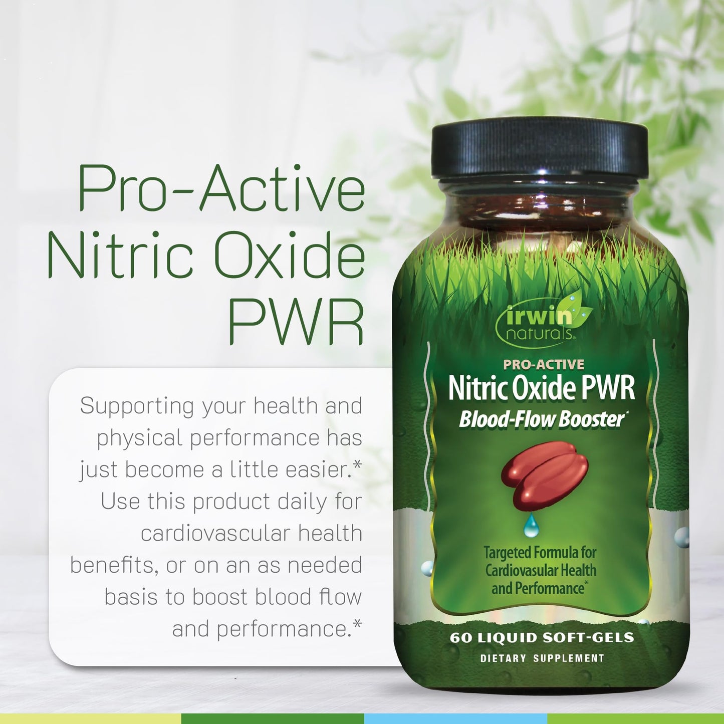 Irwin Naturals Pro-Active Nitric Oxide PWR Blood-Flow Booster Softgel 120 Count