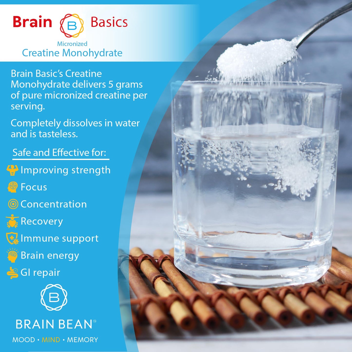 Brain Bean Creatine Monohydrate Powder 17.6 oz