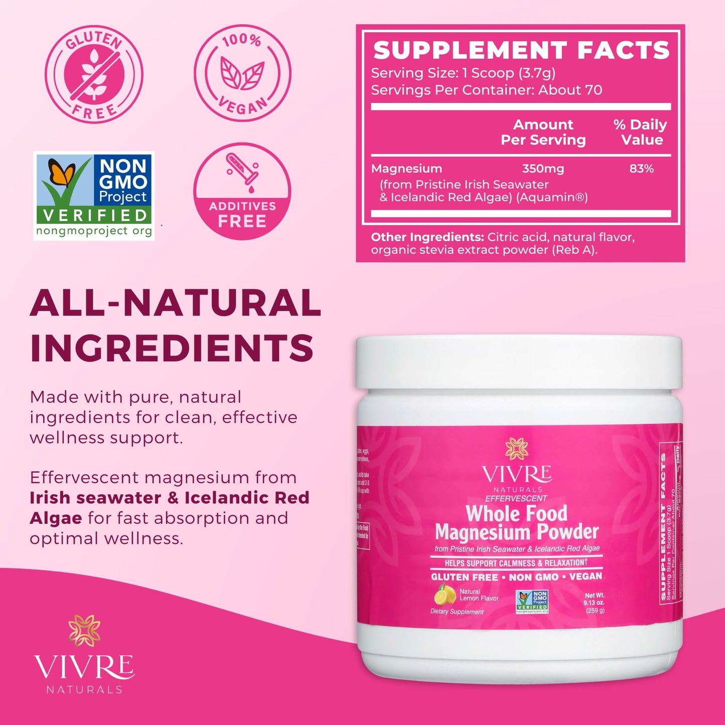 Vivre Naturals Whole Food Magnesium Powder 9.13