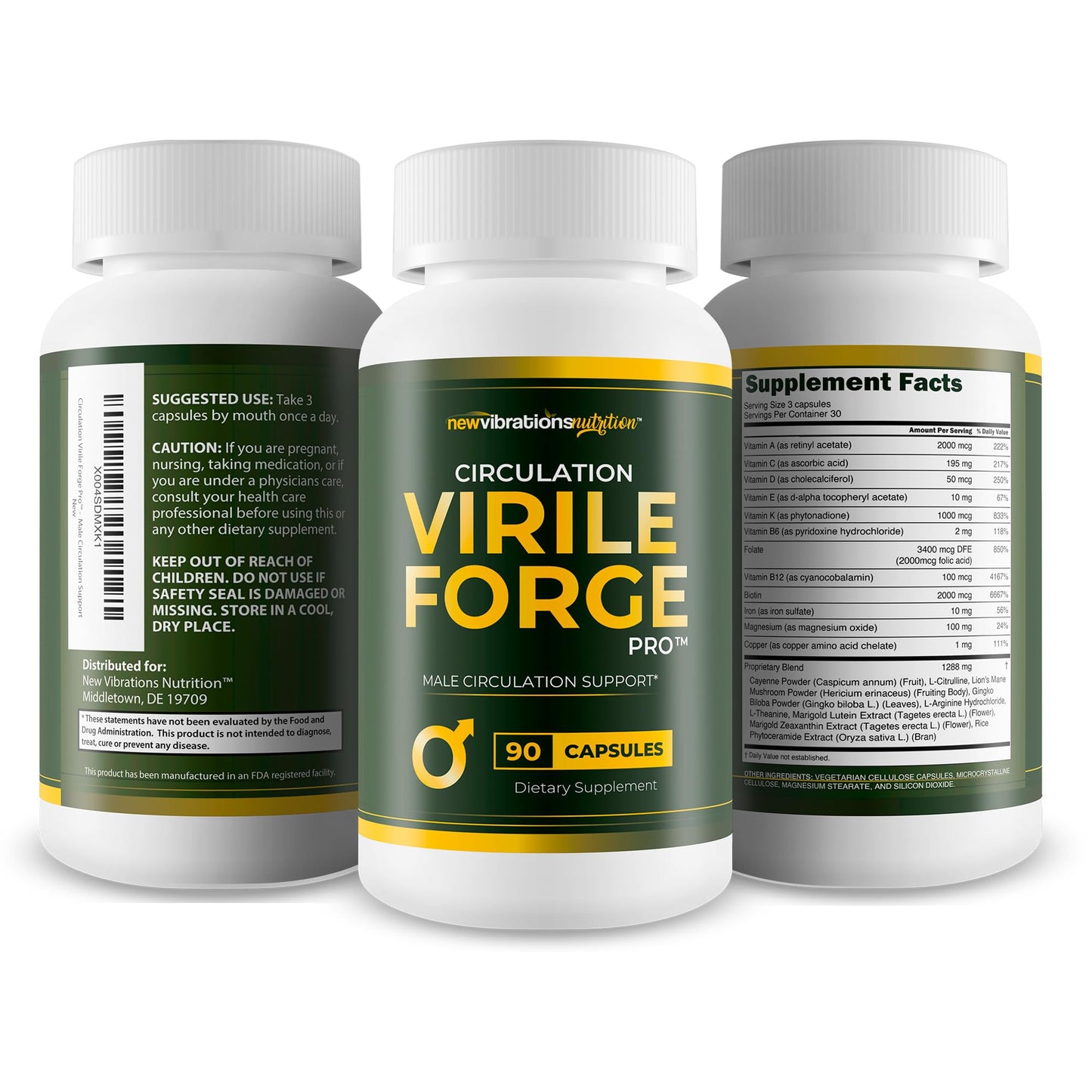 New Vibrations Nutrition Circulation Virile Forge Pro Capsule, 90 Count