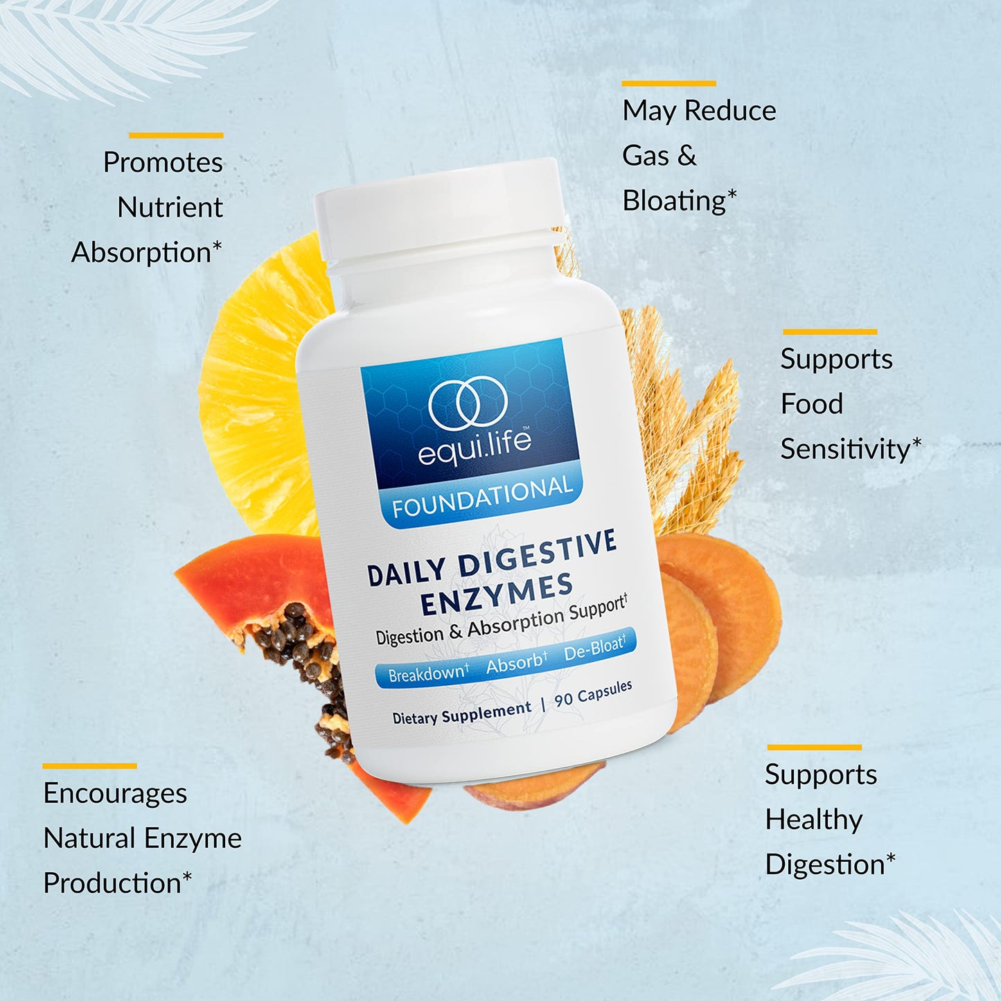 Equilife Daily Digestive Enzymes, Bromelain, Lactase & Lipase 90 Capsules