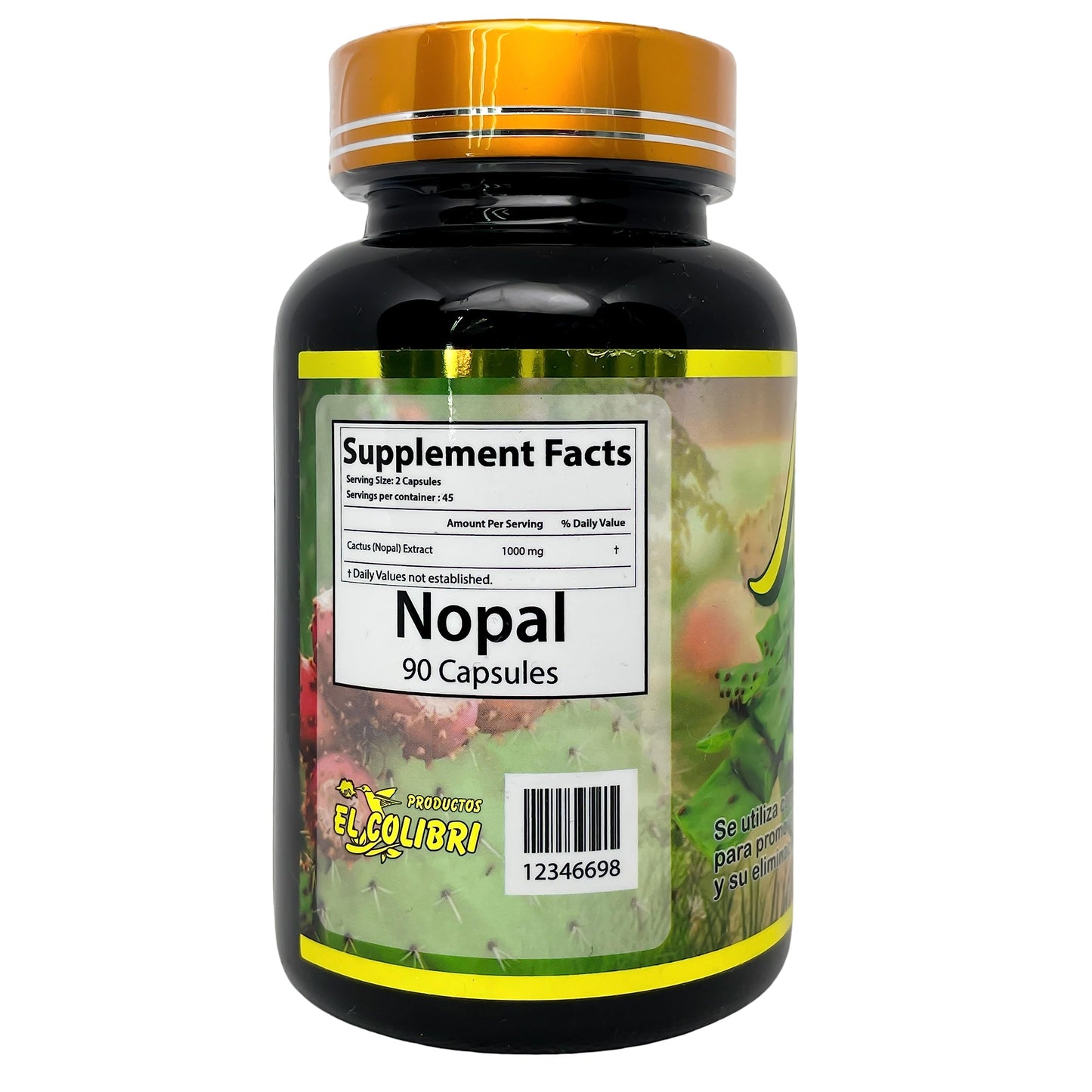 Productos El Colibri Nopal Beneficios para la Salud 1000mg Capsules 90 Count