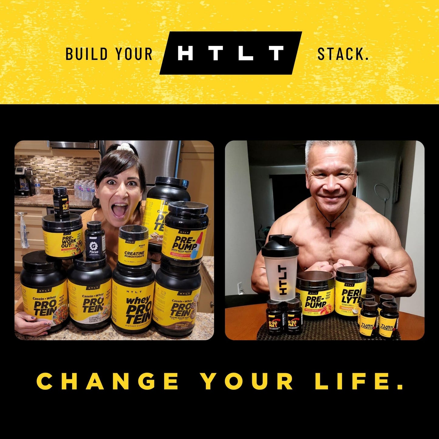 HTLT Supps Casein + Whey Protein Powder, Vanilla Ice Cream, 32 Ounces
