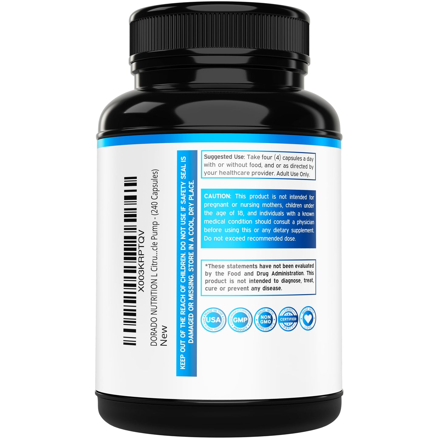 DORADO NUTRITION L-Citrulline 3000mg Capsules 240 Count