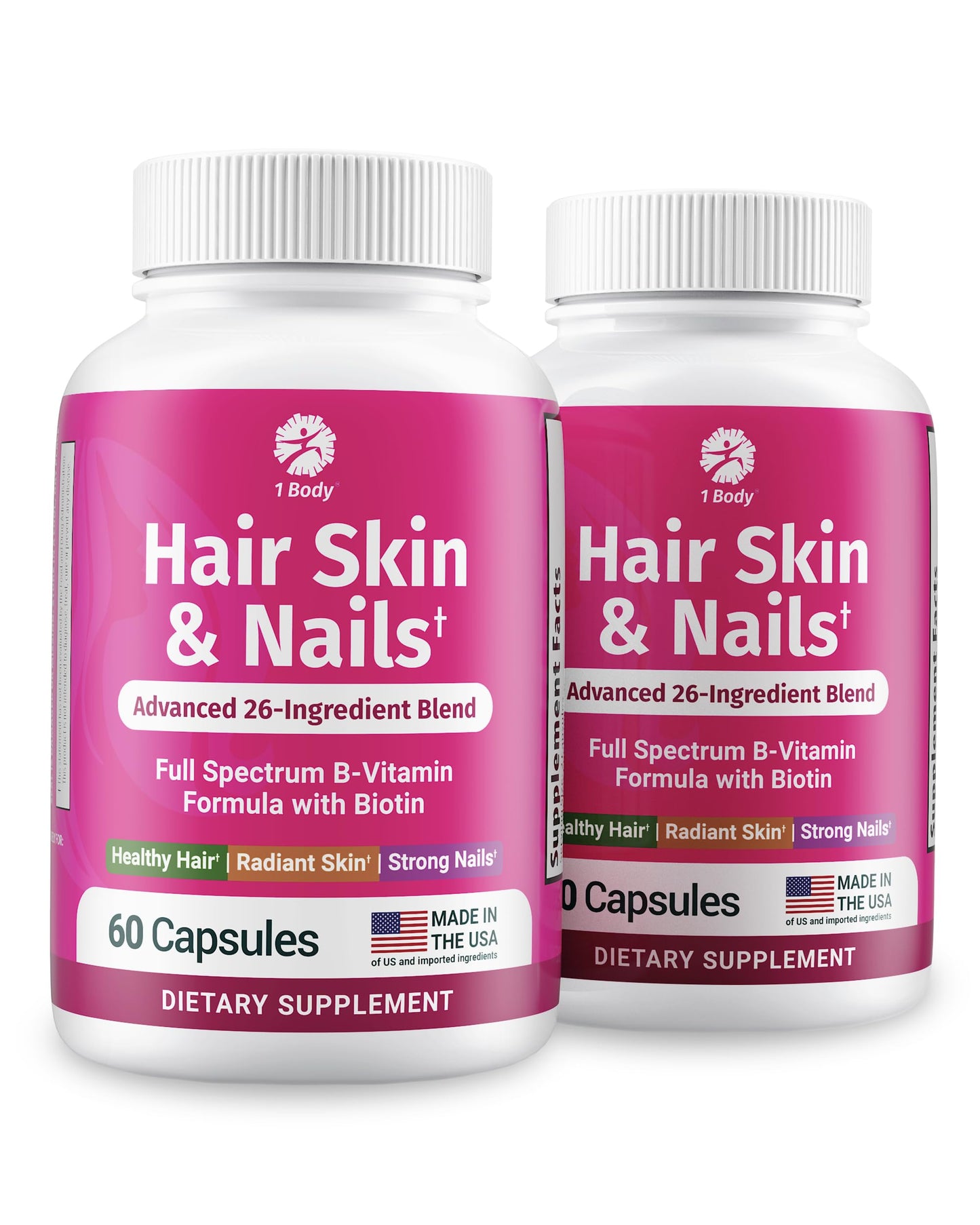 1 Body Hair Skin Nails Growth Vitamin with Biotin Capsules 120 Capsules