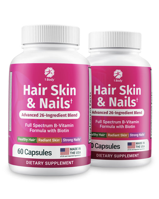 1 Body Hair Skin Nails Growth Vitamin with Biotin Capsules 120 Capsules