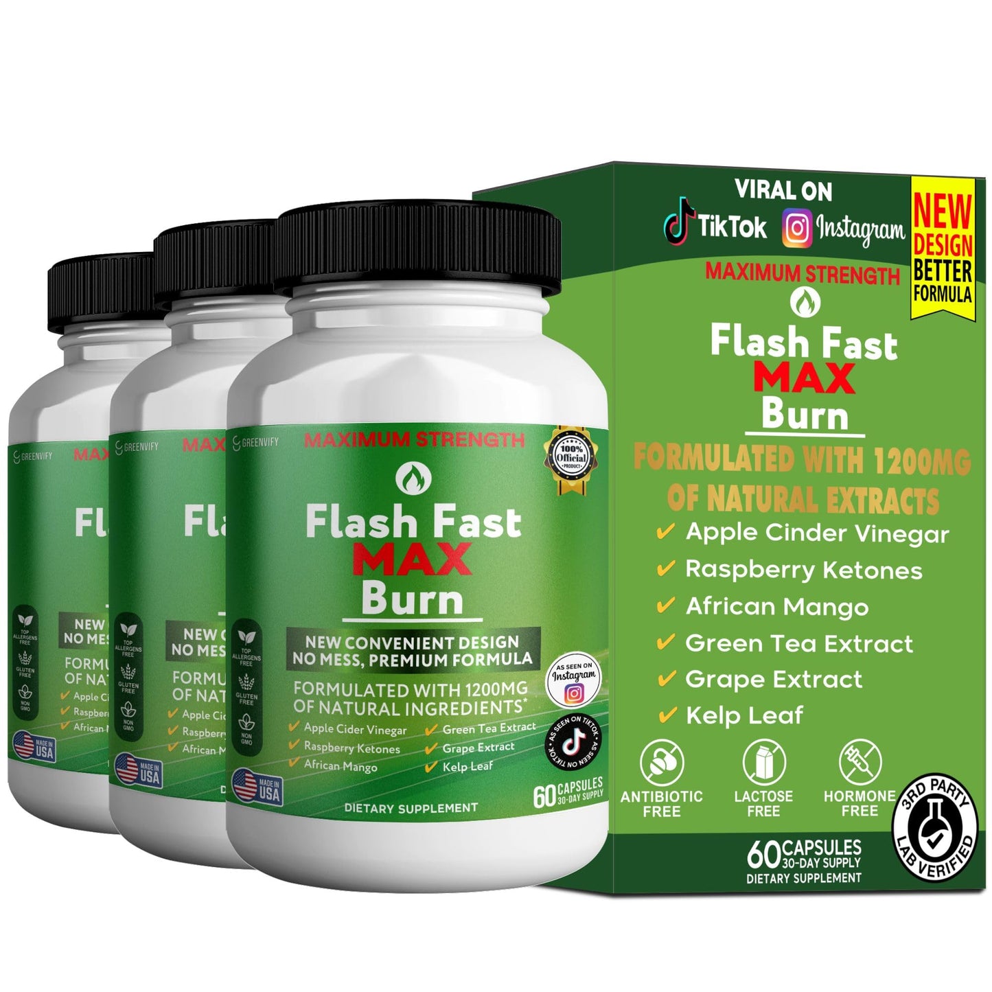 GREENVIFY Flash Fast Max Burn Dietary Supplement Capsule 60
