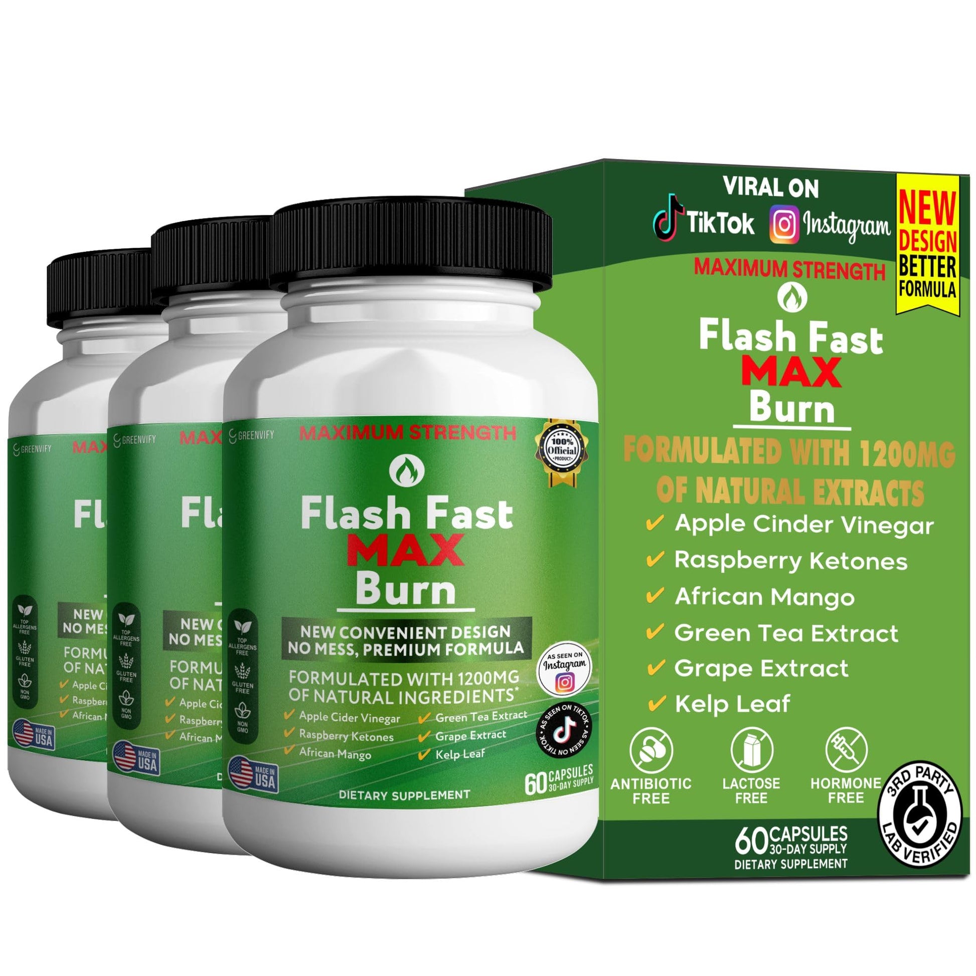 GREENVIFY Flash Fast Max Burn Dietary Supplement Capsule 60