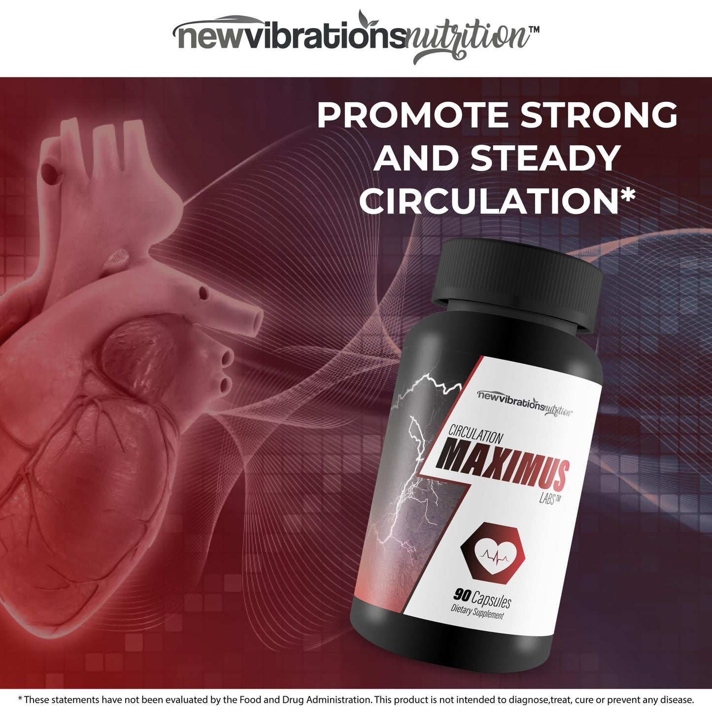 New Vibrations Nutrition Circulation Maximus Labs Capsule 90 Count