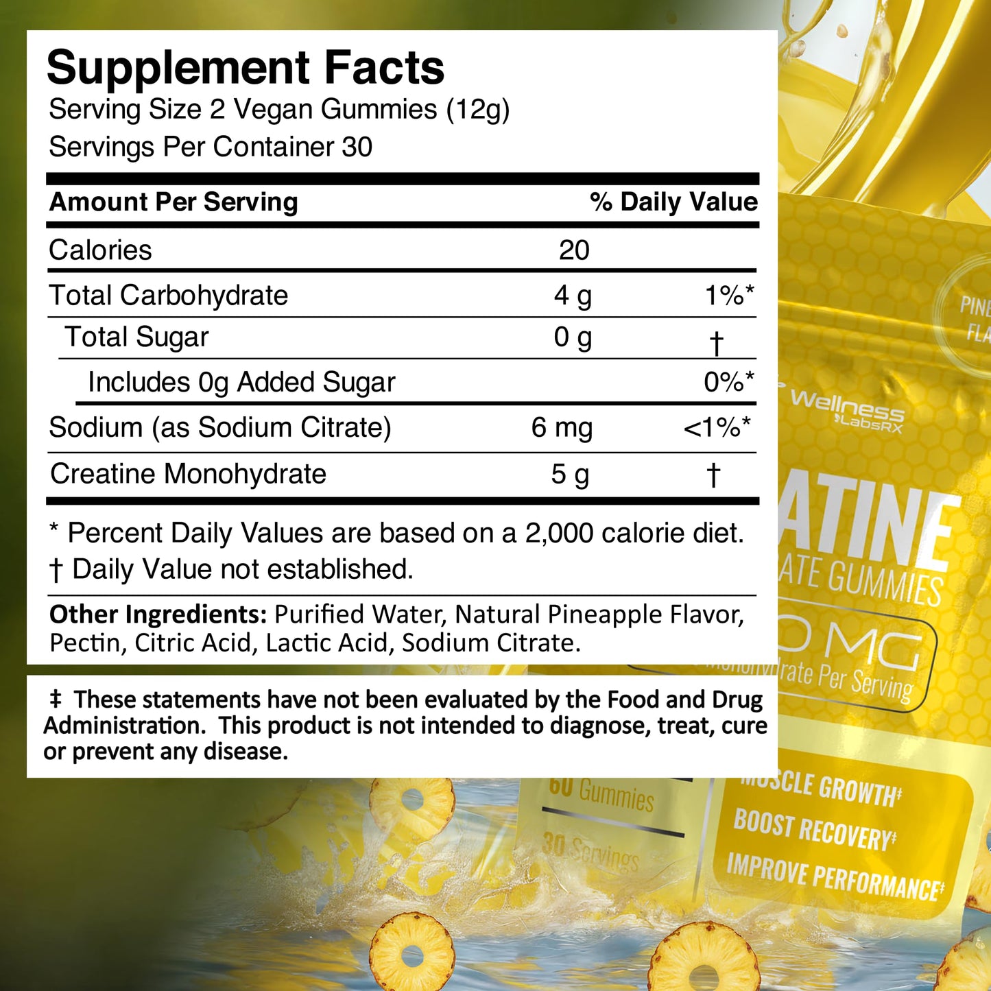 WELLNESS LABSRX Creatine Monohydrate Gummy, 60 Count
