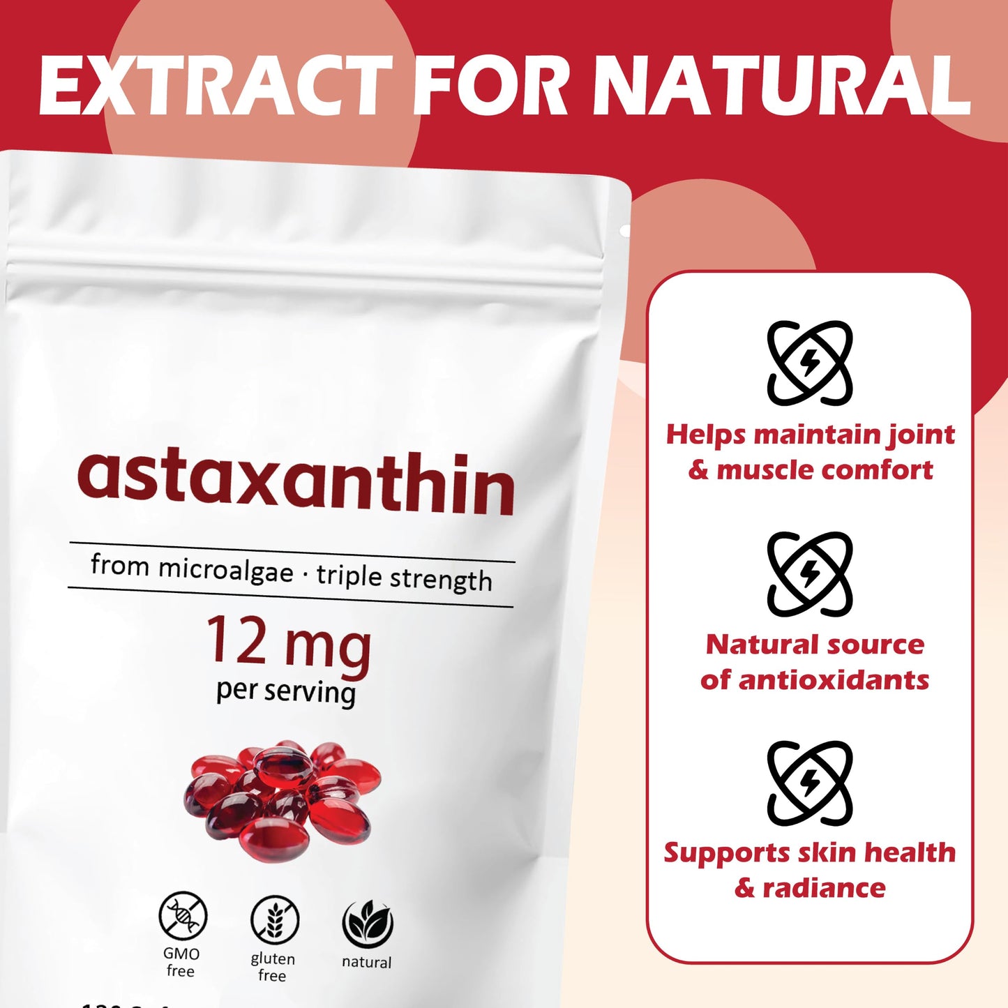 Adjustable Astaxanthin 12mg Softgel, 120 Softgels