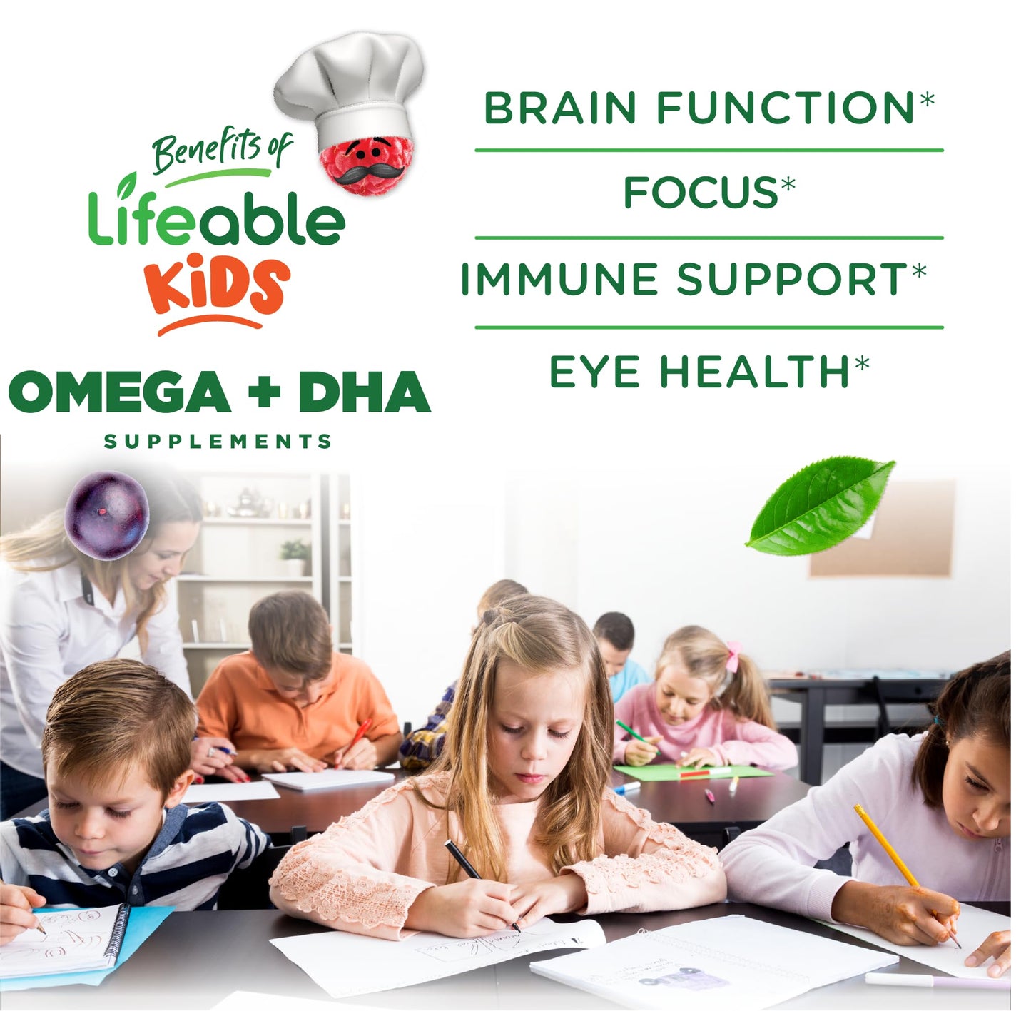 Lifeable Omega 3 for Kids, 60 Gummies