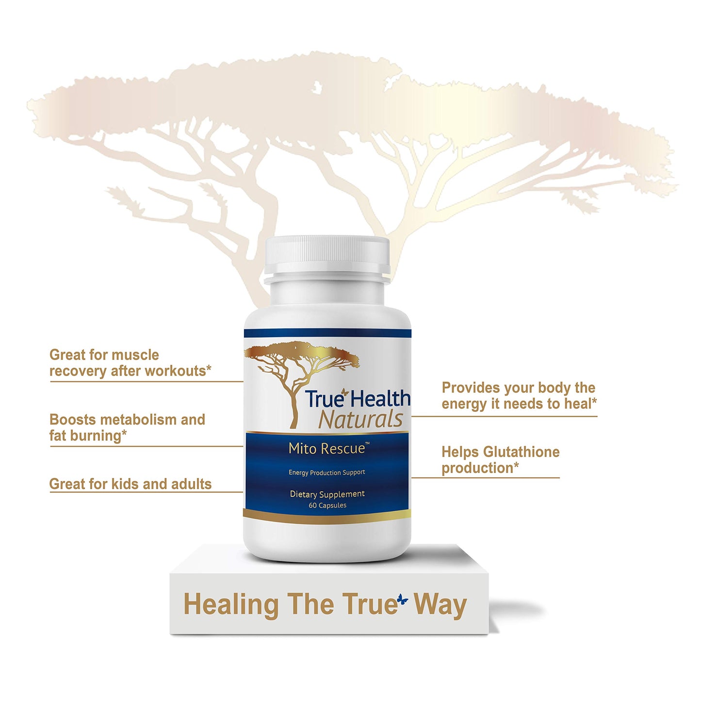 True Healing Naturals Mito Rescue Mitochondrial Support Supplements 60 Capsules