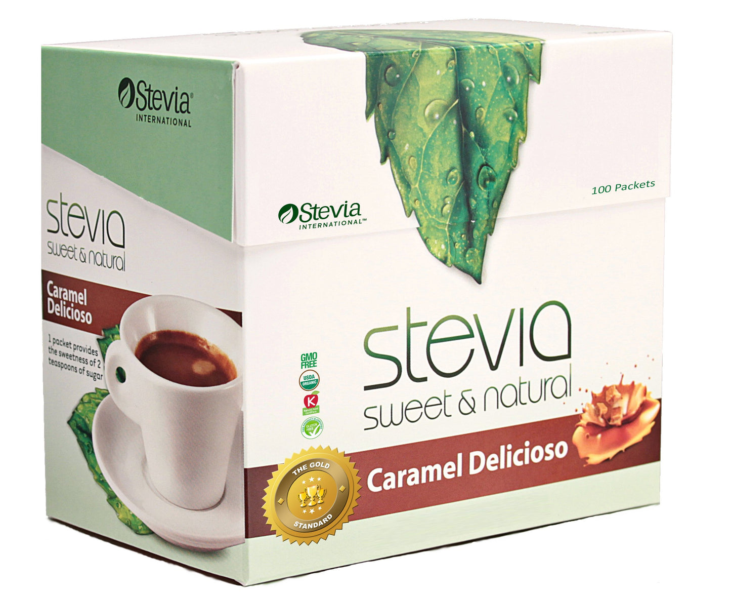 AnuMed International Stevia Sweet & Natural Caramel Deliciose Powders 100 Packets