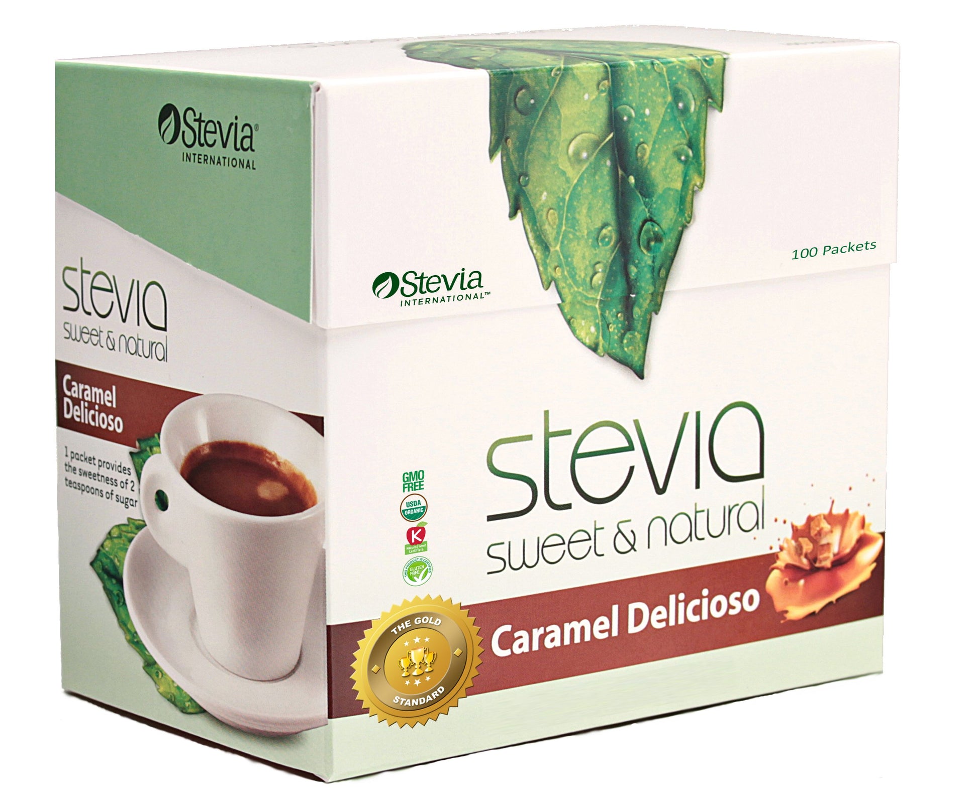 AnuMed International Stevia Sweet & Natural Caramel Deliciose Powders 100 Packets