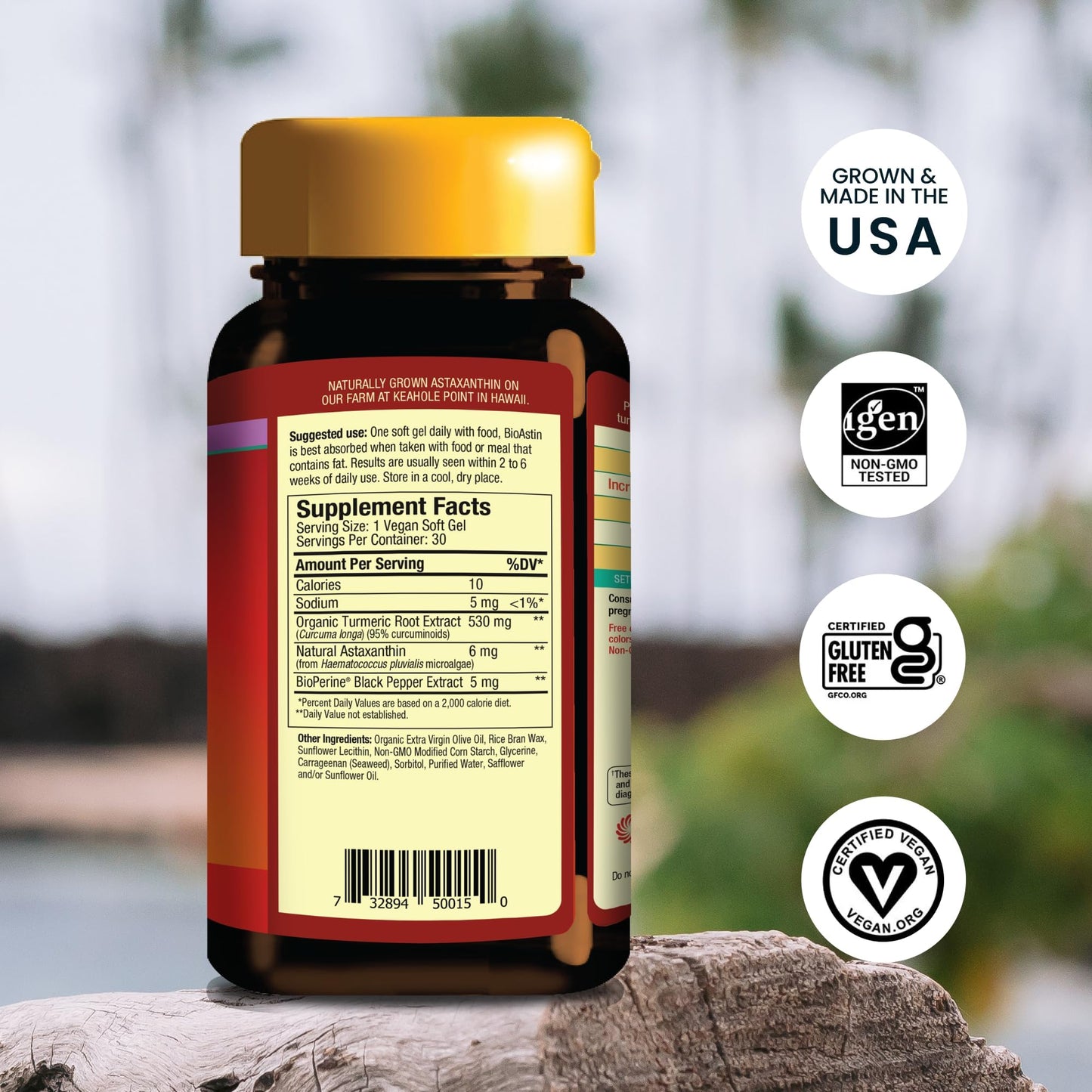 Nutrex Hawaii TurmericAstin, with Turmeric, BioAstin Hawaiian Astaxanthin & BioPerine Black Pepper Extract Capsule 30 Count