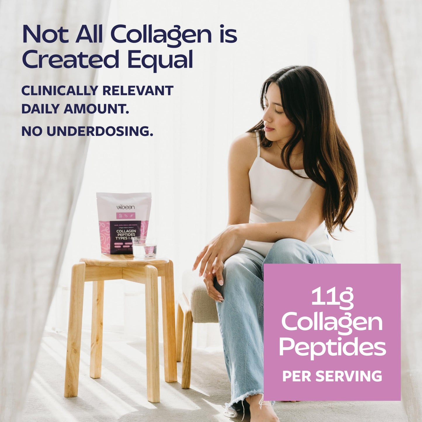 VIBEEN Hydrolyzed Collagen Peptides Powder 8.18 Ounce